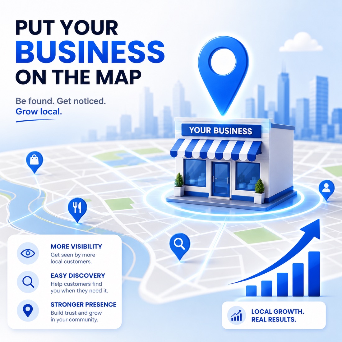 A local business getting found on the map with an optimised Google Business Profile