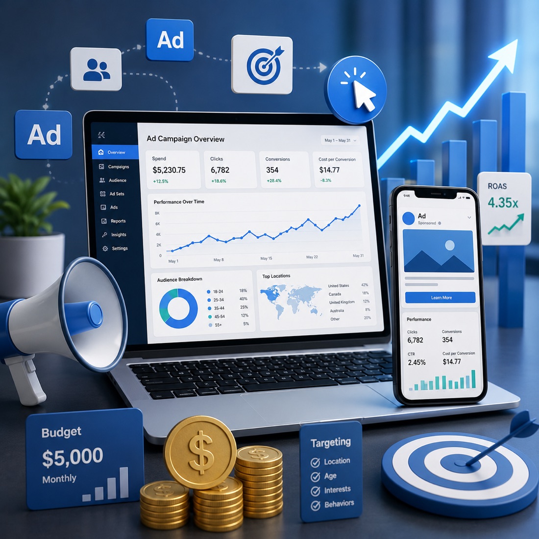 Paid Google and Meta ads campaigns managed for a small business