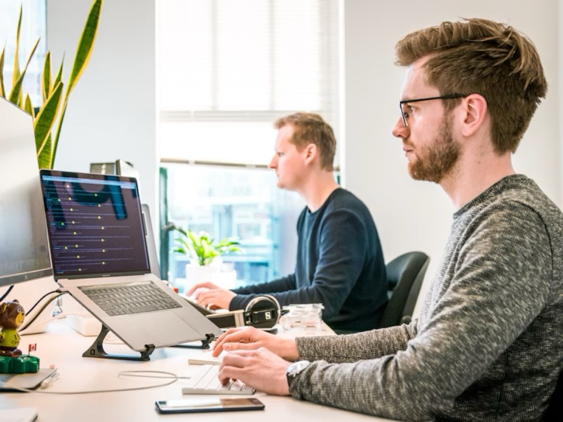 Two web developers building a fast, modern small-business website